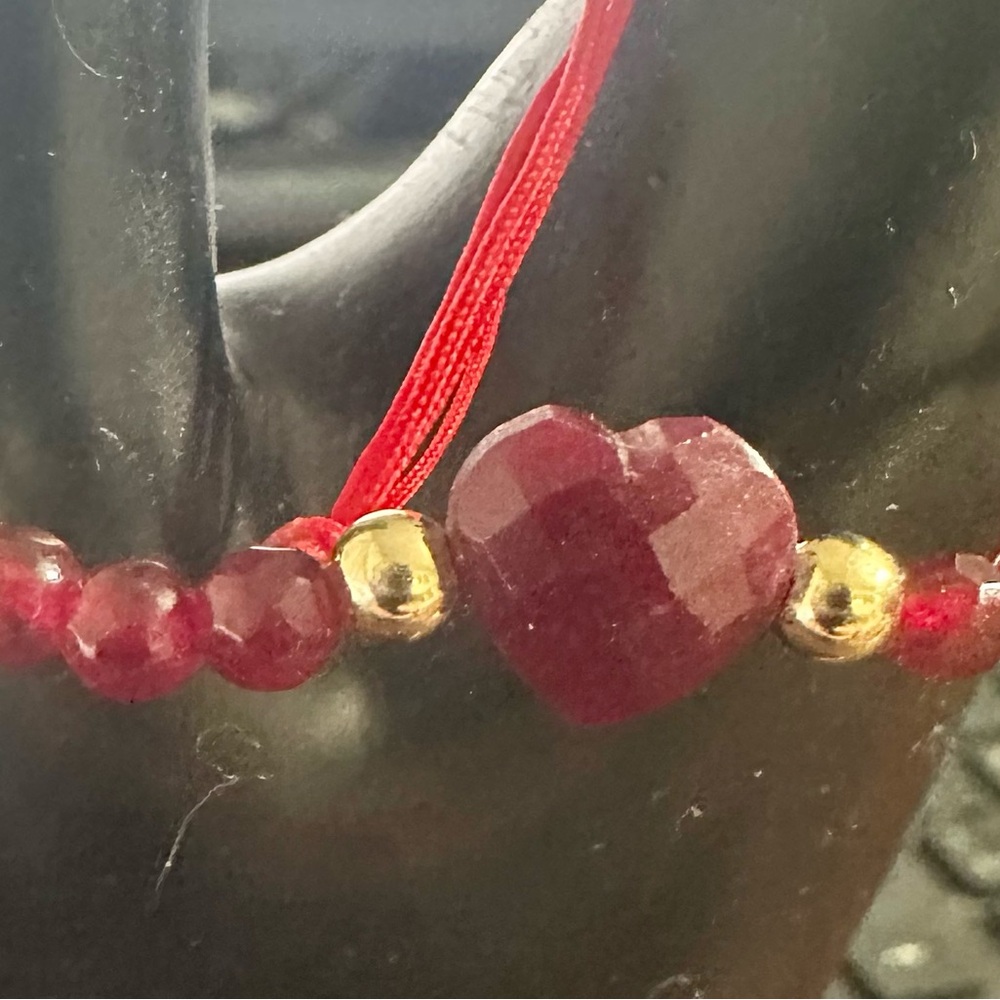 Red and Gold Faceted Stone Bracelet with Elegant Beads